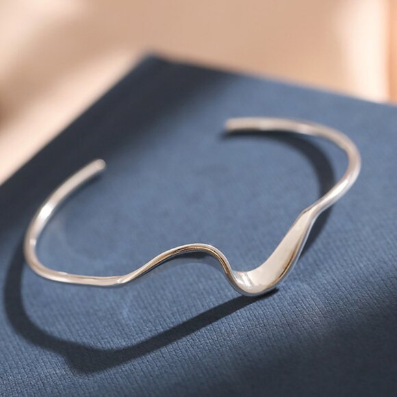 Jewelry - NEW 925 Sterling Silver Wave Textured Cuff Bracelet